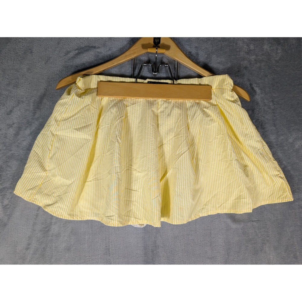 Shein Yellow White Striped Mini Skirt Womens Size 6 Medium Elastic Waist Lined